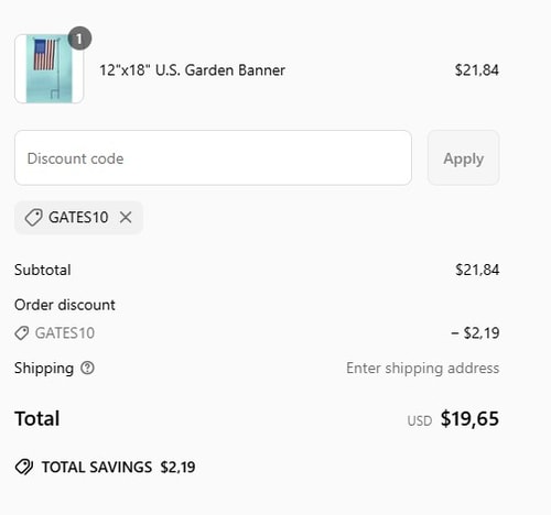 proof of working Gates Flag & Banner coupon code GATE✱✱✱