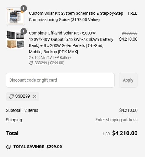 proof of working ShopSolar discount codes SSD299