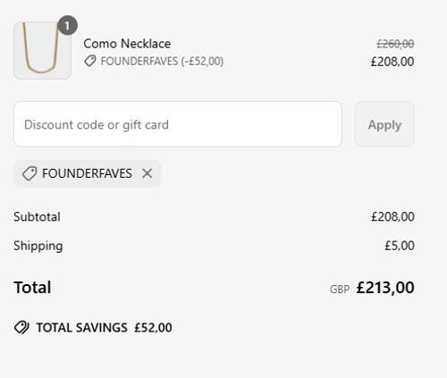 proof of working SORU JEWELLERY discount codes FOUNDERFAVES