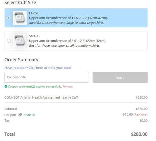 proof of working CONNEQT Health coupon codes HEART20