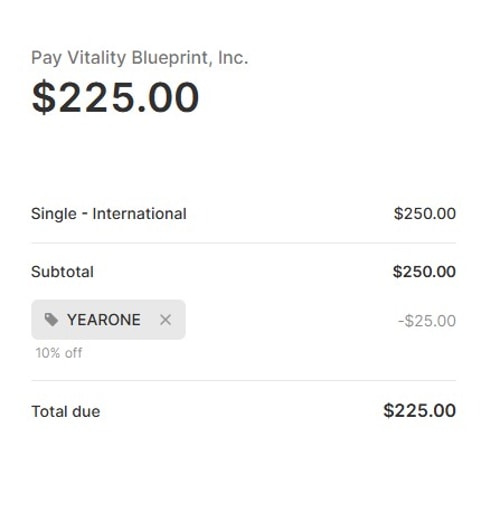 proof of working Vitality Blueprint promo codes YEARONE