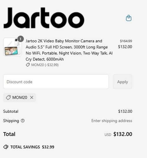 proof of working Jartoo coupon codes MOM20