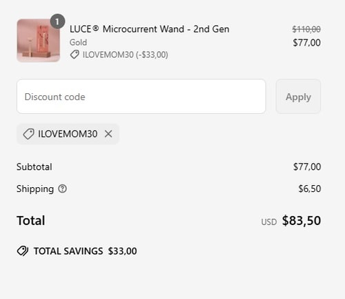 proof of working LUCE Beauty coupon codes ILOVEMOM30