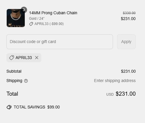 proof of working IceClique Jewelry discount codes APRIL33