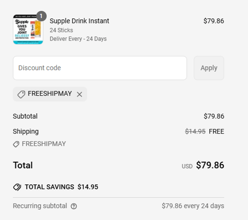 proof of working Supple coupon codes FREESHIPMAY