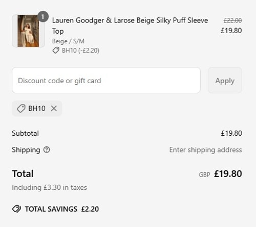 proof of working H&L Fashions discount codes BH10