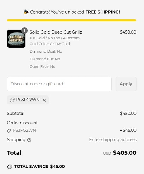 proof of working Custom Gold Grillz discount codes P63FG2WN