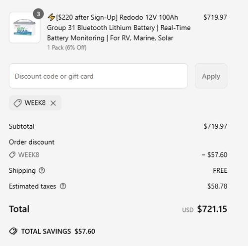 proof of working Redodo Power coupon codes WEEK8
