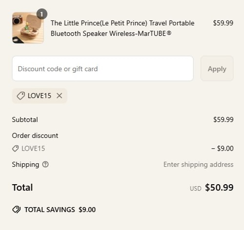 proof of working MarTUBE discount codes Love15
