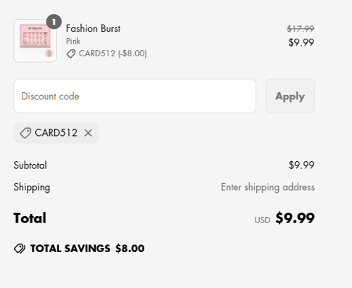 proof of working VSALON discount codes CARD512