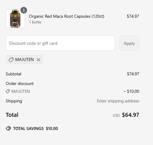 proof of working Maju Superfoods coupon codes MAJU✱✱✱