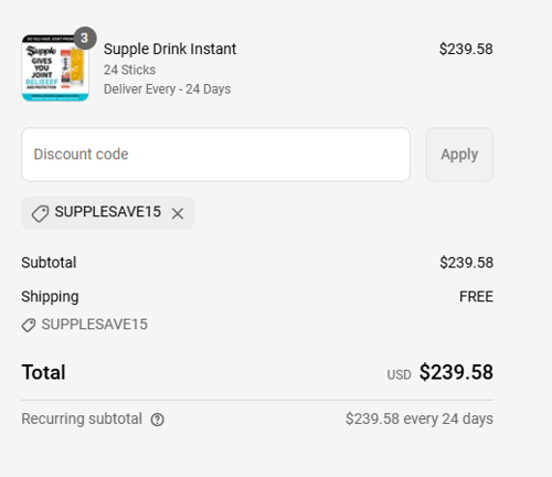 proof of working Supple coupon codes SUPPLESAVE15