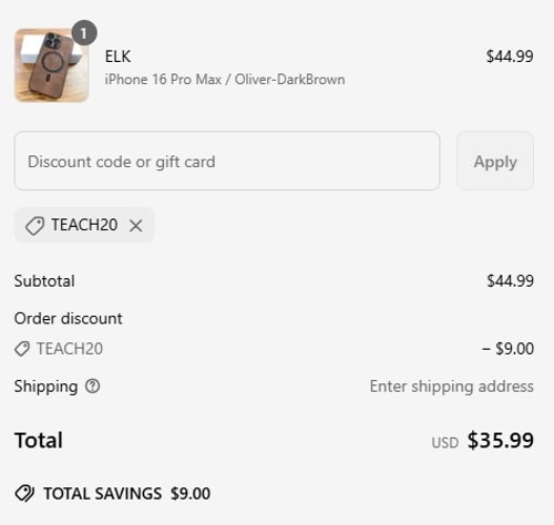 proof of working CASELES coupon codes TEACH20
