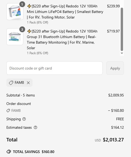 proof of working Redodo Power coupon codes FAM8