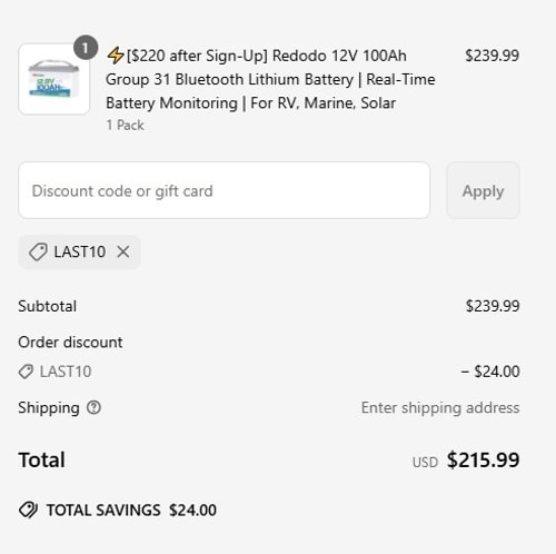 proof of working Redodo Power coupon codes LAST10