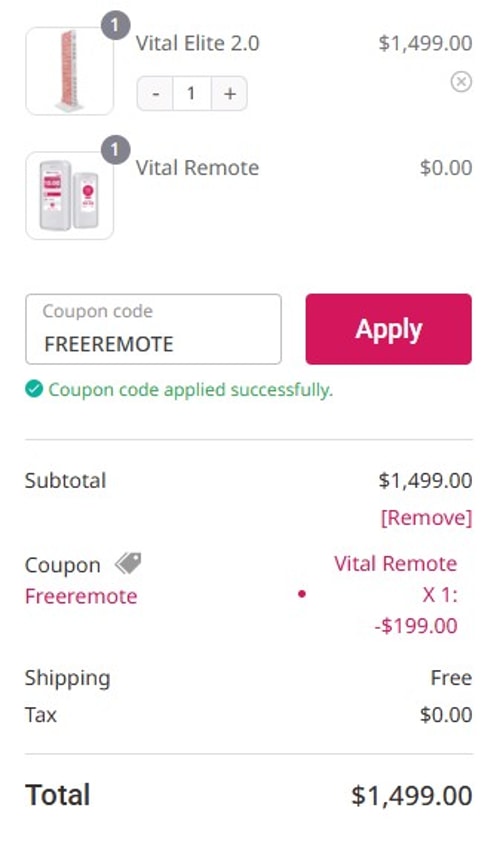 proof of working Vital Red Light discount codes FREEREMOTE