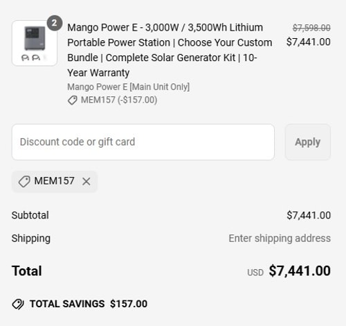 proof of working ShopSolar discount codes MEM157