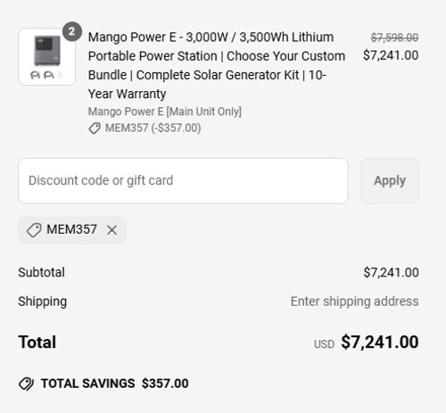 proof of working ShopSolar discount codes MEM357