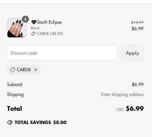 proof of working VSALON discount codes CARD8