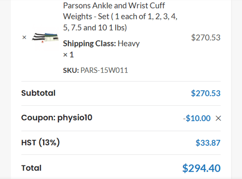 proof of working Physio Store coupon codes PHYSIO10