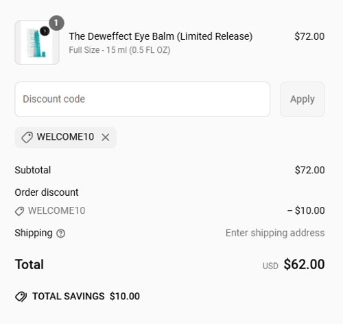 proof of working The Deweffect coupon codes WELCOME10