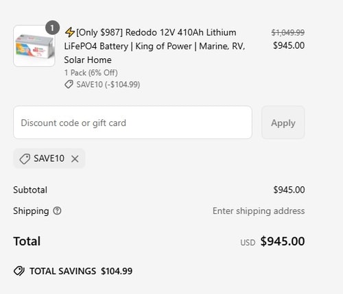 proof of working Redodo Power coupon codes SAVE10
