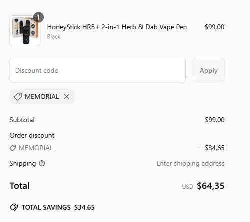 proof of working HoneyStick coupon codes MEMORIAL