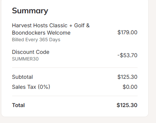 proof of working Harvest Hosts discount codes SUMMER30