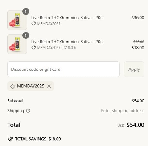 proof of working The Hemp Collect discount codes MEMDAY2025