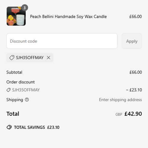 proof of working Simon James Home discount codes SJH35OFFMAY