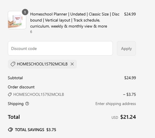 proof of working Homeschool Planning Co. coupon codes HOMESCHOOL15792MCXLB
