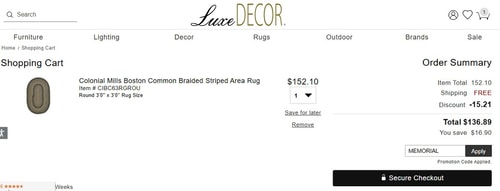proof of working LuxeDecor promo codes MEMORIAL