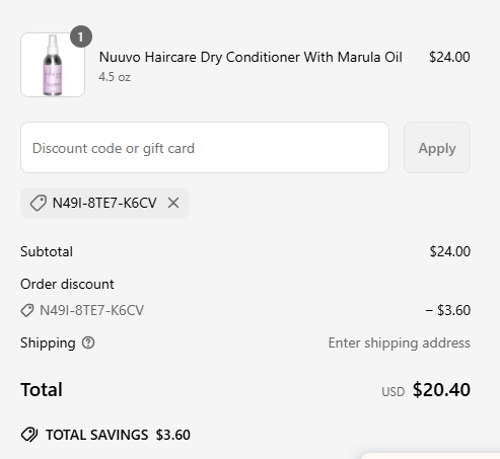 proof of working Nuuvo Haircare coupon codes N49I-8TE7-K6CV