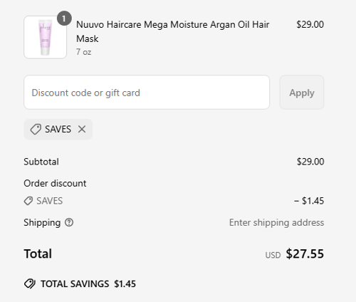 proof of working Nuuvo Haircare coupon codes SAVES