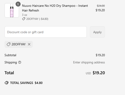 proof of working Nuuvo Haircare coupon codes 20OFFYAY