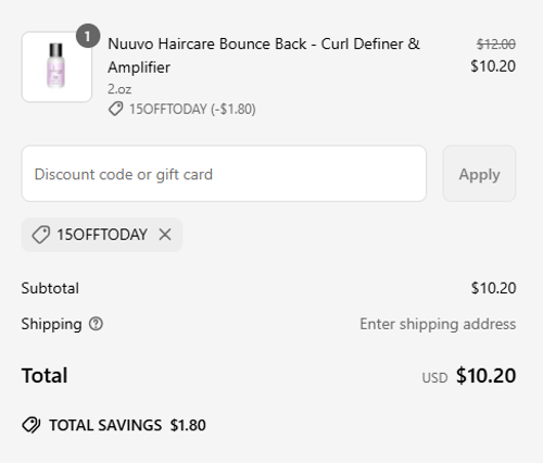 proof of working Nuuvo Haircare coupon codes 15OFFTODAY