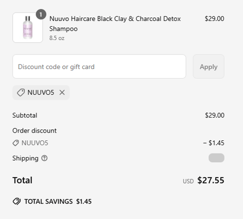proof of working Nuuvo Haircare coupon codes NUUVO5