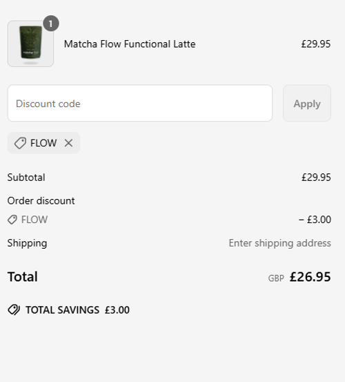 proof of working Ritual + Flow discount codes FLOW