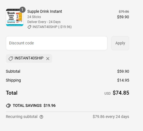 proof of working Supple coupon codes INSTANT40SHIP