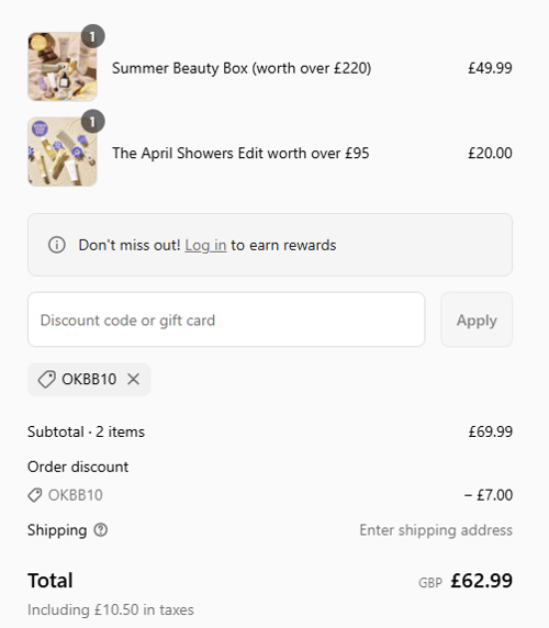 proof of working OK! Beauty Box discount codes OkBB10