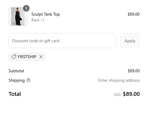 proof of working RE ONA discount codes FIRSTSHIP