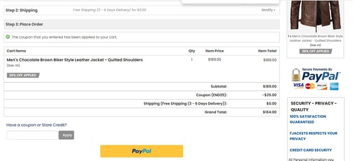 proof of working FJackets coupon codes END25