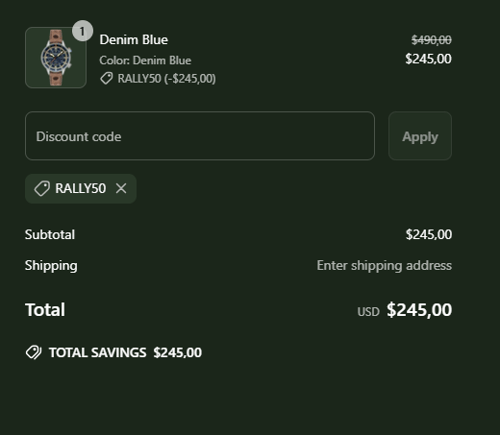 proof of working Cadola discount codes RALLY50