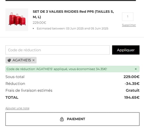 proof of working GYL Bag codes promo AGATHE15
