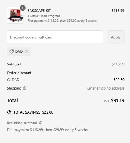 proof of working BAKSCAPE discount codes DAD