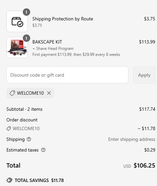 proof of working BAKSCAPE coupon code WELCO✱✱✱✱