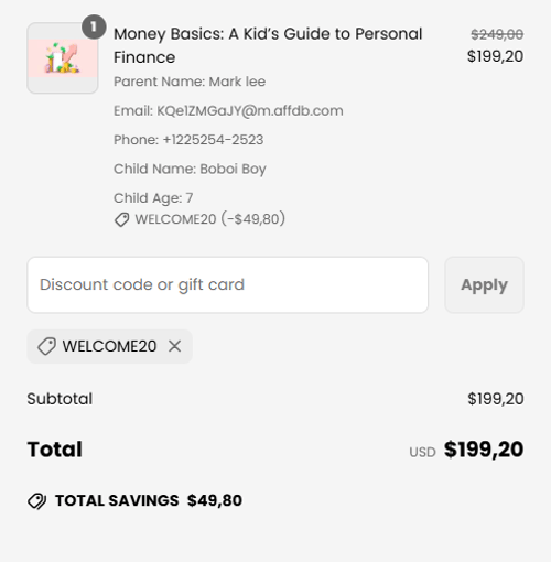 proof of working BrightCHAMPS coupon codes WELCOME20