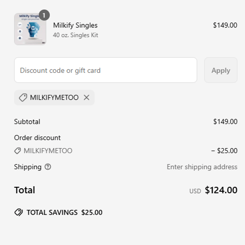 proof of working Milkify discount codes MILKIFYMETOO