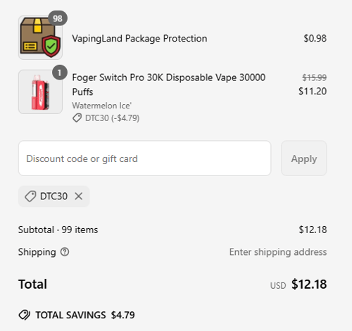 proof of working Vapingland coupon codes DTC30