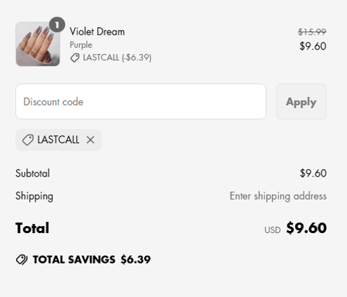 proof of working VSALON discount codes LASTCALL